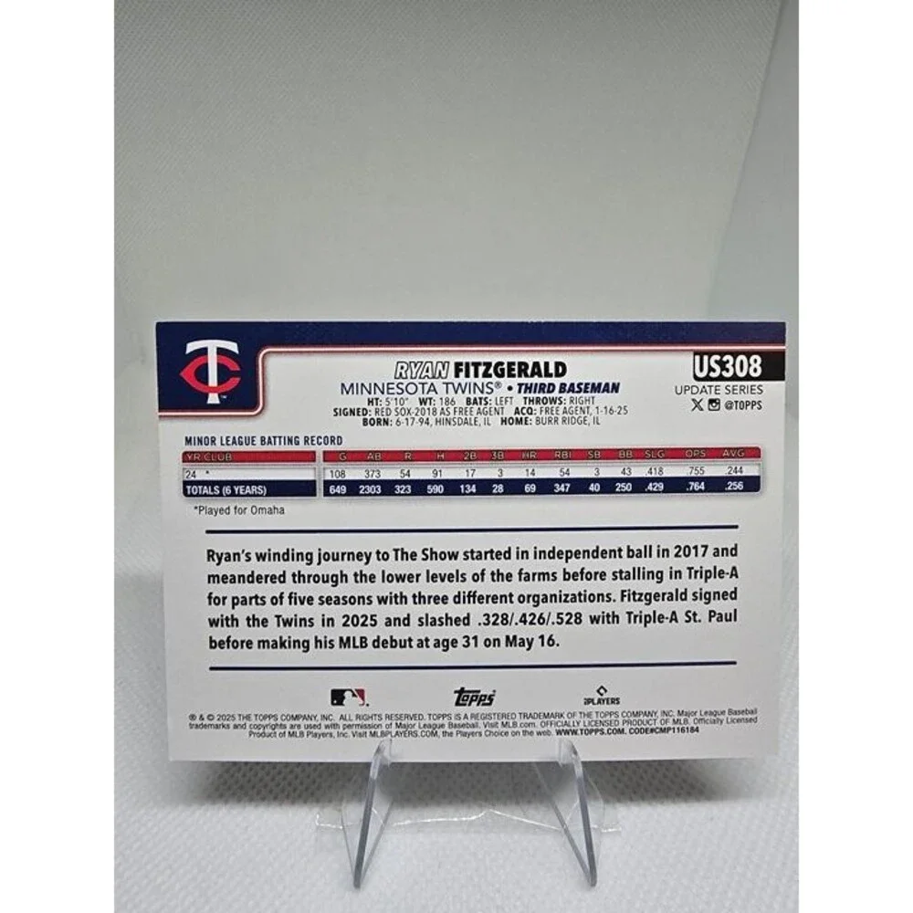 Ryan Fitzgerald [Holo Foil] #US308 2025 Topps Update Rookie Card